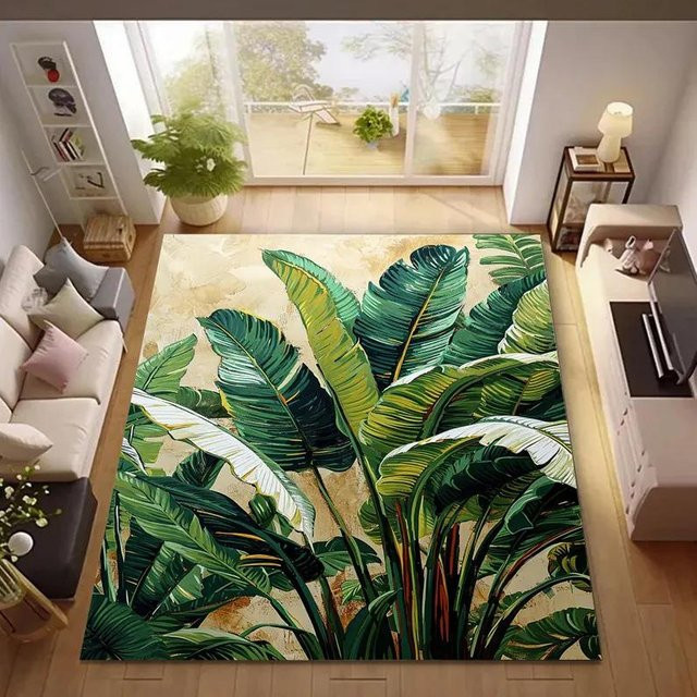 Lodestar Blattteppich Tropischer Regenwald in Grün mit Palmen- und Bananenblatt-Druck, B/B: 40 x 60 cm - Bild 1