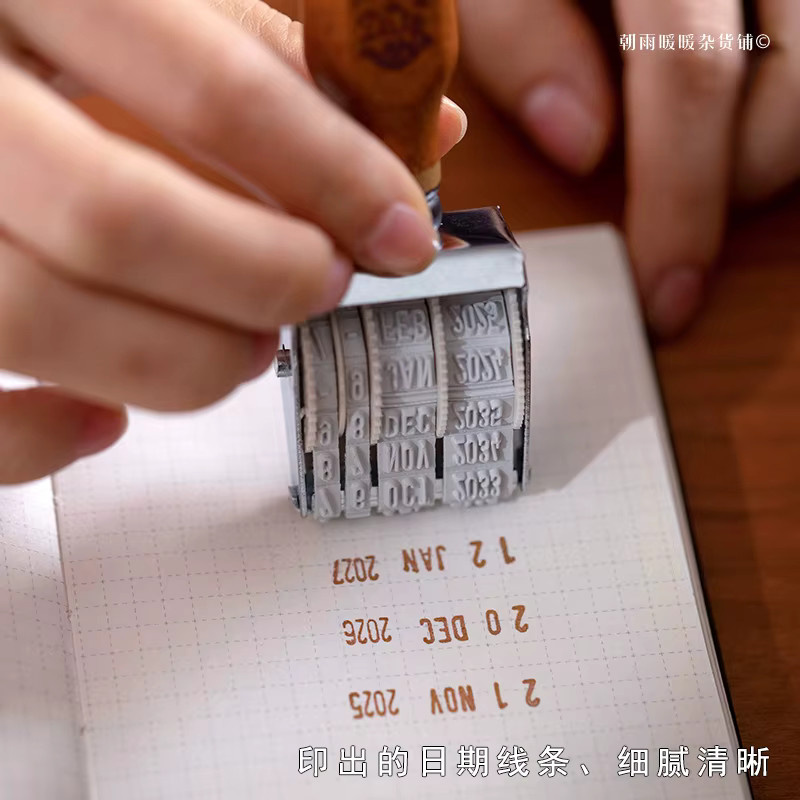 Chaoyu Retro Holz-Datumsstempel mit einstellbarem Digital-Rollstempel für dein Tagebuch und DIY-Dekorationen - Bild 5