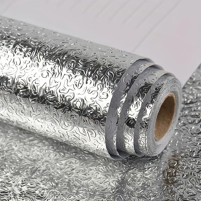 SZ-Damai Küchentapete aus Aluminiumfolie, wasserdichte und ölbeständige Selbstklebefolie in Schwarz, 5 m - Bild 1