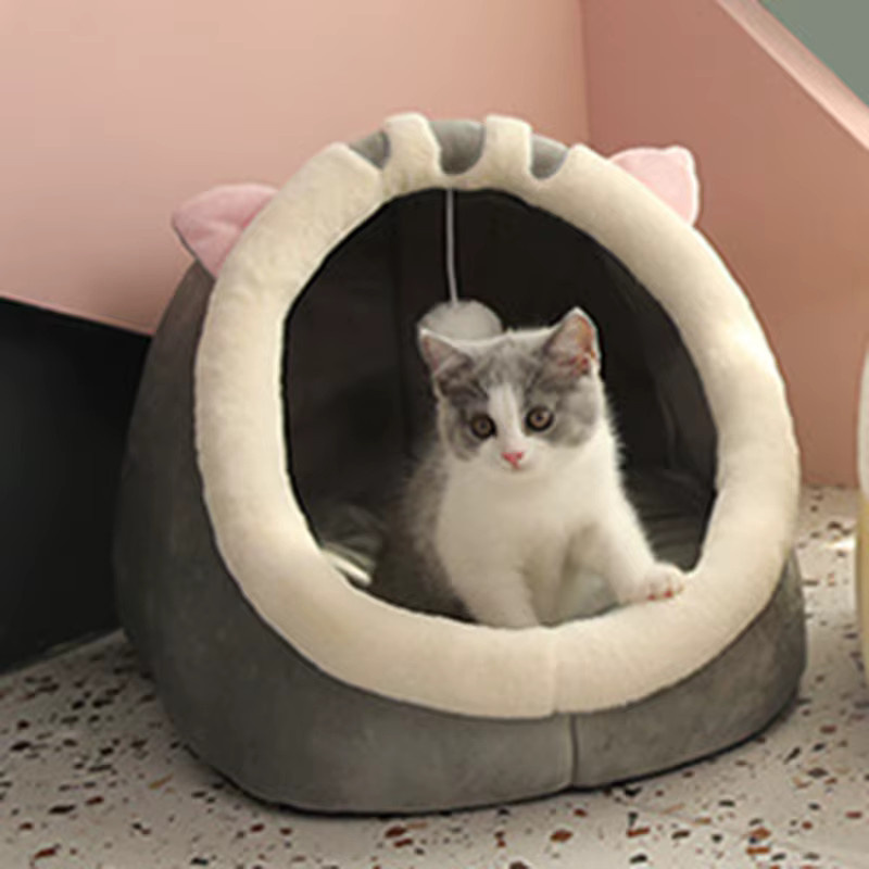 Booteely Katzenhöhle als gemütliches Katzenbett und Kuschelhöhle für Katzen und kleine Hunde, Grau, B/T/H: 31,0 x 30,0 x 28,0 cm - Bild 4