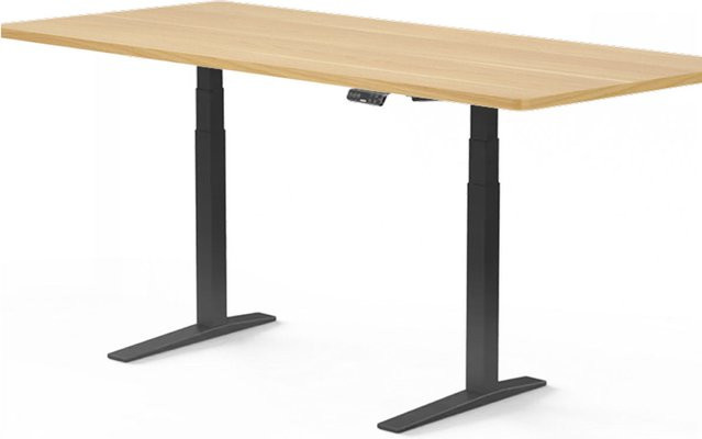 FlexiSpot Höhenverstellbarer Schreibtisch mit C-Beinen in Ahorn und Schwarz, Rechteckig, B: 166,9 cm, T: 85,8 cm, H: 6,2 cm - Bild 1