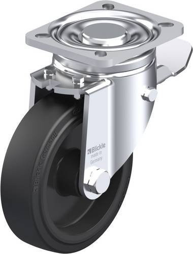 Blickle Lenkrolle LH-POEV 125XR-1-ST mit Feststeller in Schwarz und Silber, Rad-Durchmesser: 125 mm, Tragfähigkeit: 250 kg - Bild 1