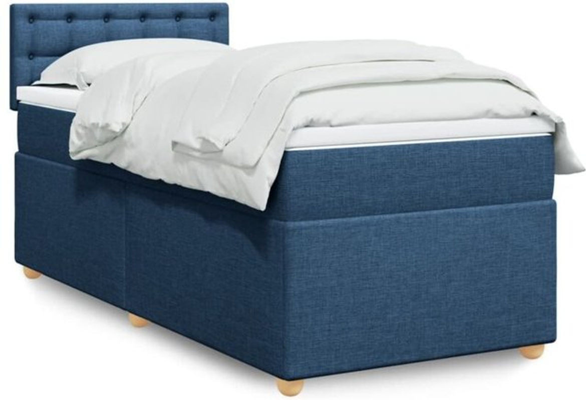 Vidaxl Boxspringbett mit Matratze in Blau und Weiß aus Stoff, Modern, B/T/H: 80 x 200 x 100,5 cm - Bild 1