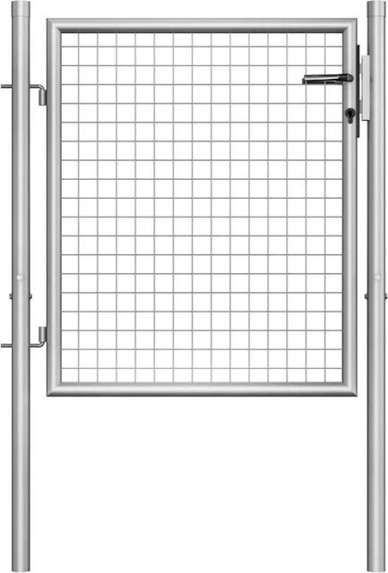 vidaXL Gartentor aus verzinktem Stahl in Silber, Höhe: 105 cm, Breite: 75 cm - Bild 1