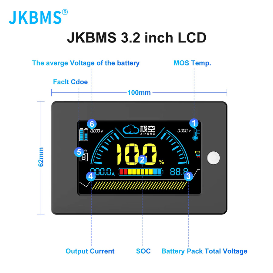 JKBMS JIKONG V19 Smart Inverter BMS PB2A16S20P für Lifepo4, Li-ion und LTO in Schwarz - Bild 4