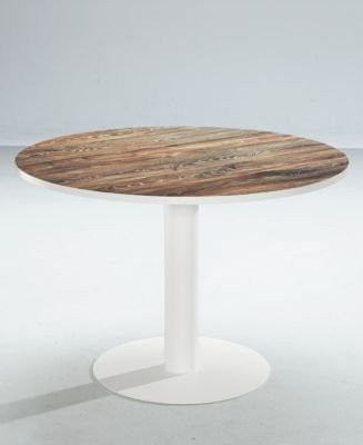 Besprechungstisch Paperflow, runder Tisch mit Tellerfuß für bis zu 4 Personen, Eiche vintage und Weiß, Durchmesser: 115 cm, Höhe: 75 cm - Bild 1