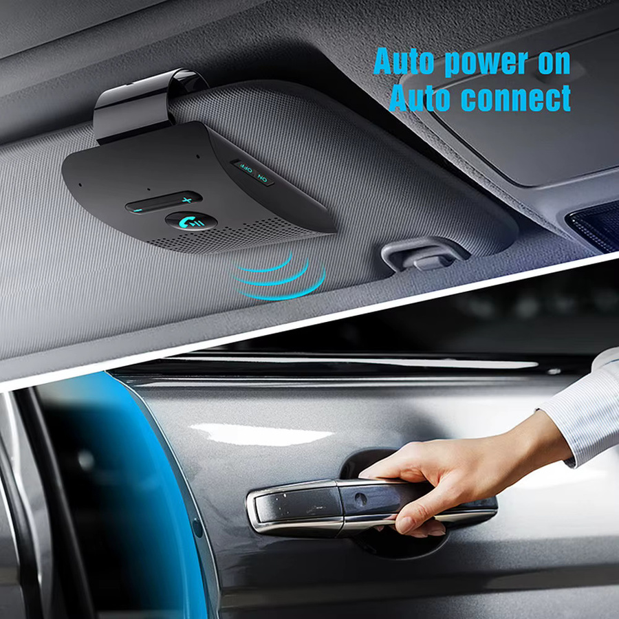 KEBETEME Bluetooth 5.0 Car Kit Freisprecheinrichtung mit 2W HiFi-Lautsprecher und Noise Cancelling, kabelloser Audioempfänger für MP3-Musik in Schwarz - Bild 3