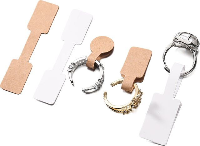 100 Stück AGCFABS Schmuck-Preisschilder aus Papier in Weiß für Halsketten, Ringe und Ohrringe - Bild 1