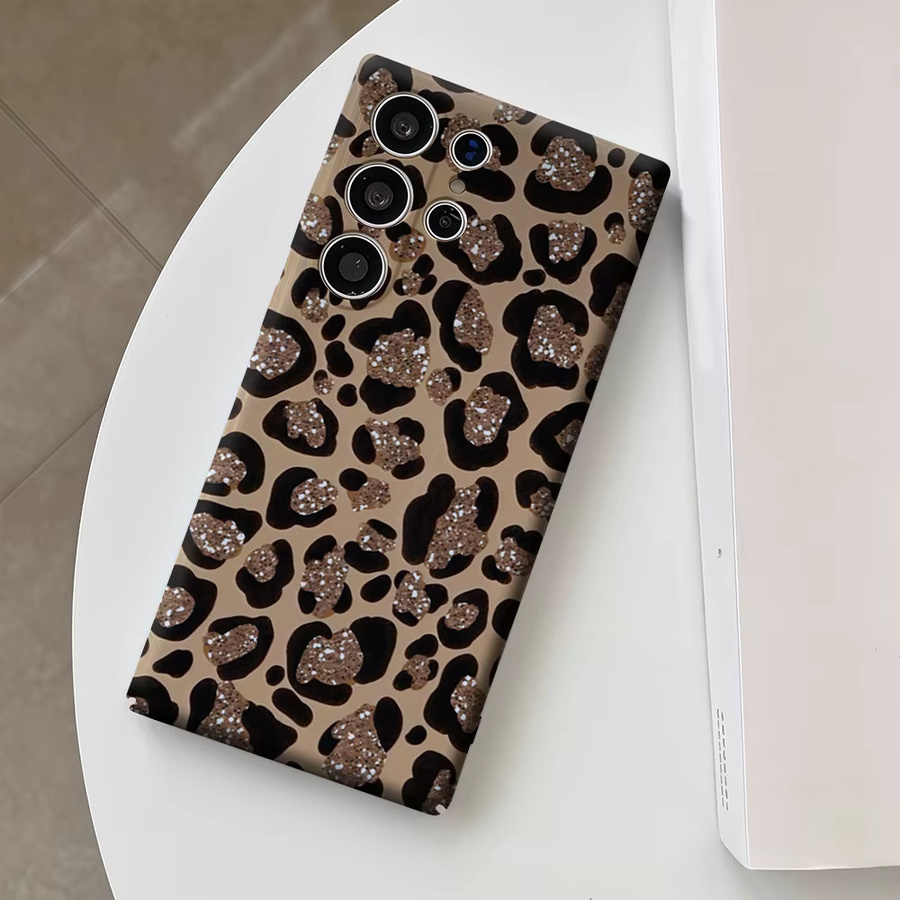 Glitzernde Leoparden-Handyhülle für Samsung Galaxy S25 Ultra, S24 und S23 Ultra Plus in Braun mit glänzender Doppelschicht-Rückabdeckung - Bild 4