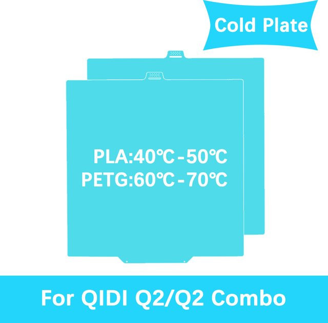 QIDI Glacier Cold Printing Plate für Q2 und Q2 Combo 3D-Drucker, beidseitig, hohe Viskosität, B/T: 280 x 280 mm, Schwarz und Türkis - Bild 1