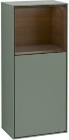 V&B Seitenschrank Finion in Olivenholz, geölt und lackiert, mit LED-Beleuchtung und Glasfachboden, Breite: 41,8 cm, Höhe: 93,6 cm - Bild 1