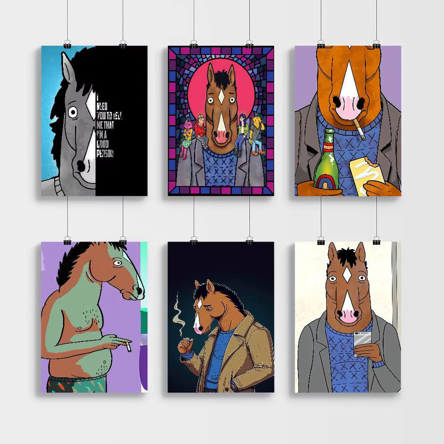 Vintage Anime Poster B-BoJack H-Horsemans Klassik für dein Zuhause, Mehrfarbig, Papier, 30 x 30 cm - Bild 3