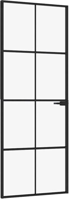 vidaXL Innentür Modern in Schwarz mit Hartglas und Aluminium, B/H: 76 x 201,5 cm - Bild 1