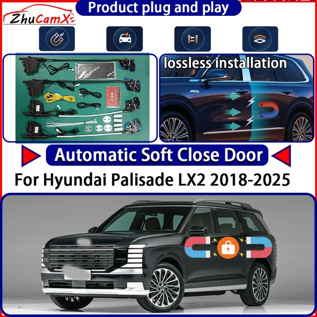 ZhuCamX Elektrischer Türschlossantrieb mit Soft-Close-Set und Power-Latch-System für Hyundai Palisade LX2 2018–2025, Schwarz - Bild 1