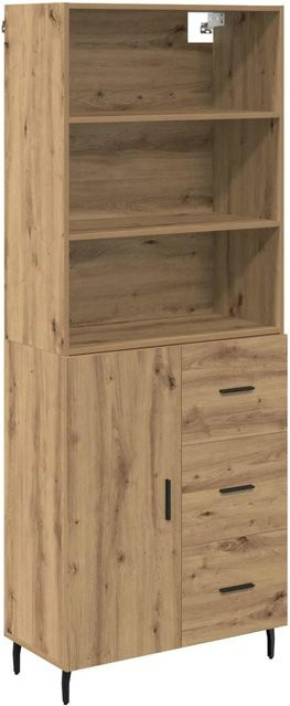 vidaXL Highboard Artisan-Eiche mit Glastüren und Schubladen, Farbe Braun, B/T/H: 69,5 x 34 x 180 cm - Bild 1