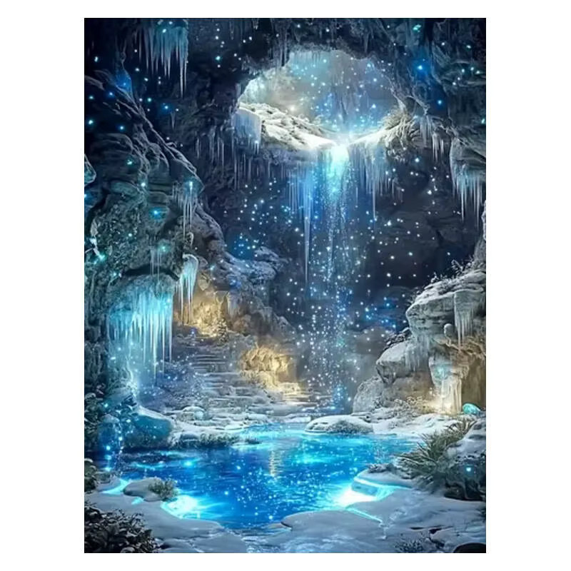 Huacan 5D-Diamantgemälde Wasserfall-Landschaft mit runden Bohrern als Mosaik-Fantasy-Gemälde zur Heimdekoration B/H: 20 x 30 cm - Bild 4