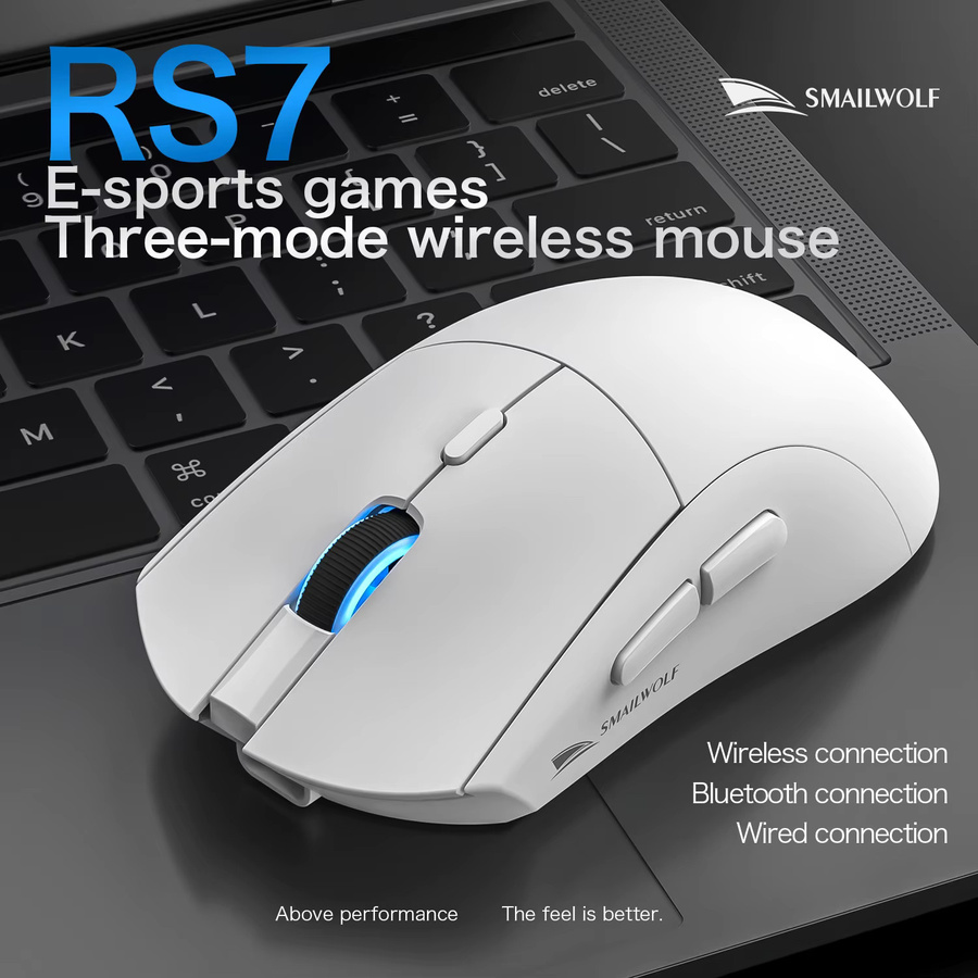 SMAILWOLF RS7 Bluetooth kabellose Gaming-Maus mit PAW3311 Sensor und 20000 DPI für PC und Laptop, Schwarz oder Weiß - Bild 2