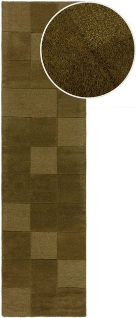 Flair Rugs Wollteppich Checkerboard Grün B: 60 cm, L: 230 cm - Bild 1