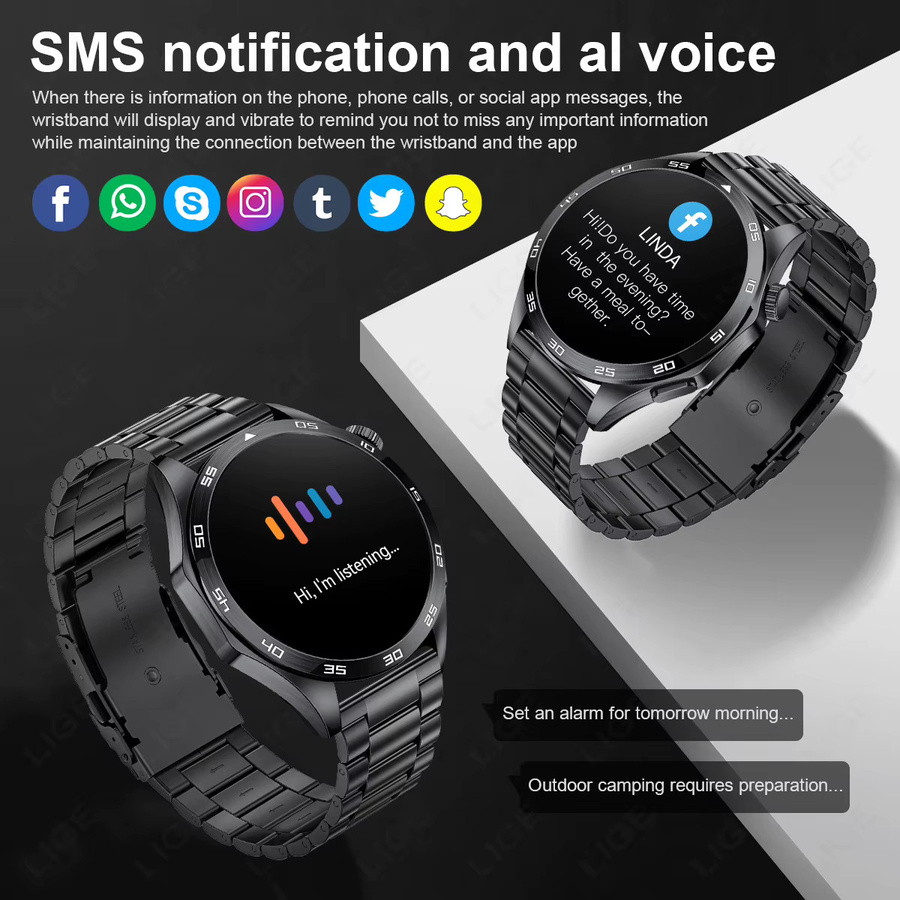 LIGE Smartwatch 4 Pro für Männer in Schwarz mit 1,50 Zoll HD Bildschirm, Bluetooth Anruf, EKG und Herzfrequenz Überwachung, kompatibel mit Android und iOS - Bild 4