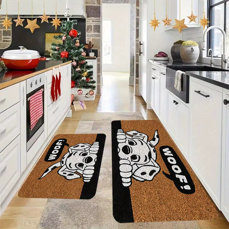 VIKAMA Dalmatiner Teppich mit Animal Print in Schwarz-Weiß, Rechteckige Fußmatte für Wohnzimmer, Küche oder Schlafzimmer, B/T: 60 x 40 cm - Bild 4