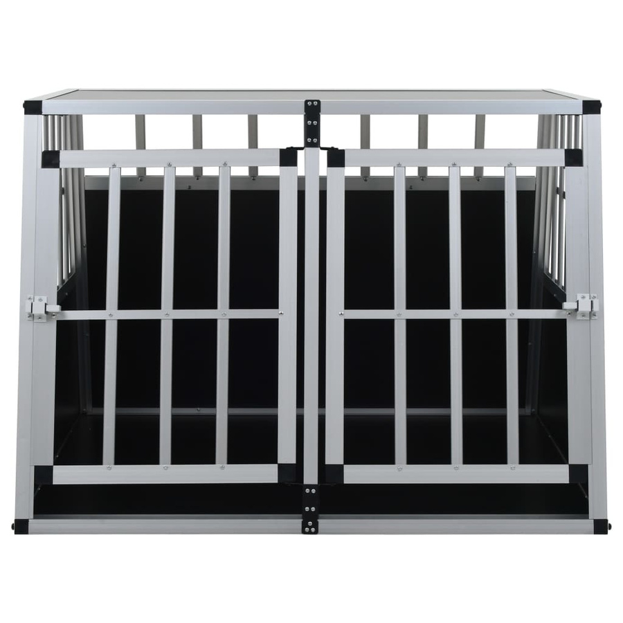 vidaXL Hundetransportbox mit Doppeltür in Silber, B/T/H: 94 x 88 x 69 cm - Bild 4