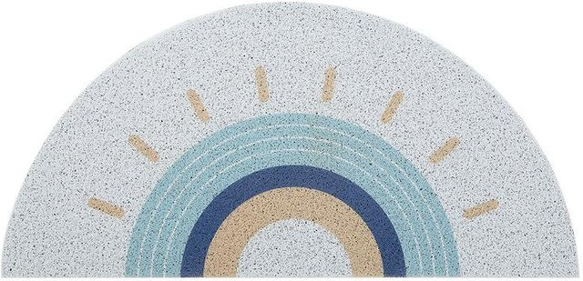 Halbkreisförmige Fußmatte Ins Klein Frisch aus PVC, schmutzabweisend und rutschfest, Blau, B/T: 90 x 45 cm - Bild 1