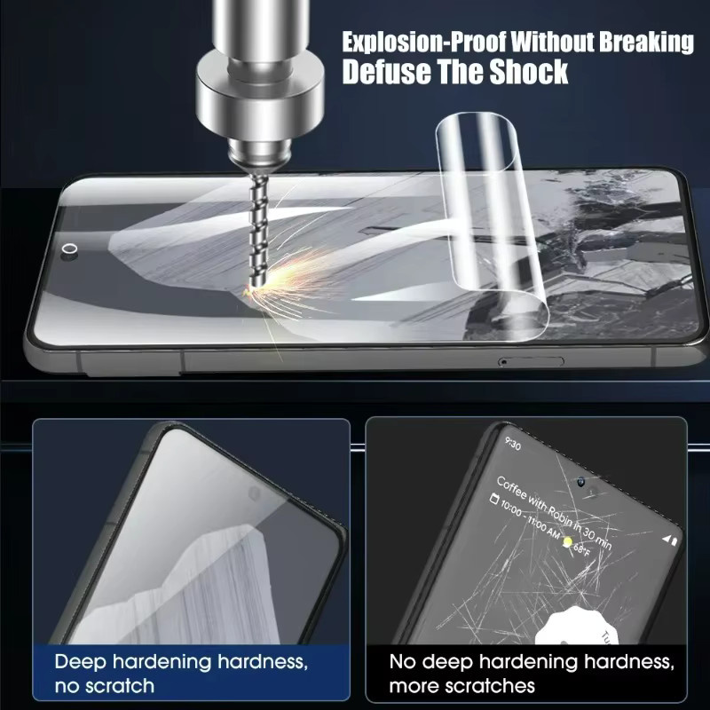 4er-Pack Hydrogel-Displayschutzfolien für Google Pixel 8, 7, 6 Pro, 7A und 6A, 9D Vollabdeckung, transparent - Bild 2