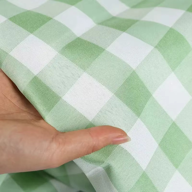 VIKAMA Runde Tischdecke mit grün-weiß kariertem Muster im Country-House-Stil - Bild 2
