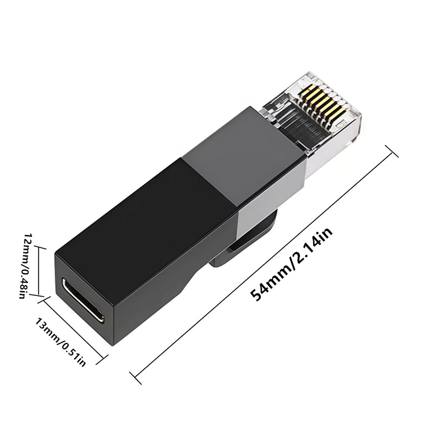 JoniSerl USB-C zu Ethernet Adapter, 1Gbps RJ45 Netzwerk-Konverter in Schwarz - Bild 5