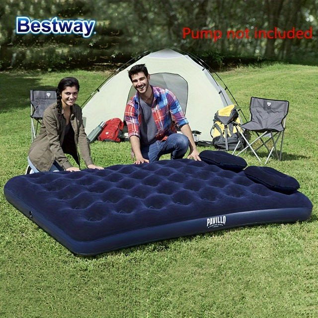 Bestway Luftmatratze mit Soft-Top und beflockter Microfaser Oberfläche für Indoor und Outdoor, Blau, B: 400 cm - Bild 1