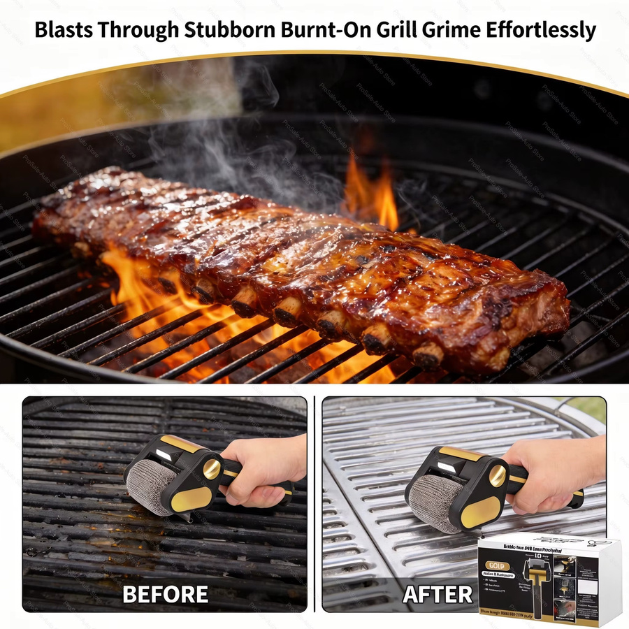 CENRR Elektrische Grillbürste mit austauschbaren Köpfen, kabelloser wiederaufladbarer BBQ-Grillreiniger in Schwarz - Bild 5