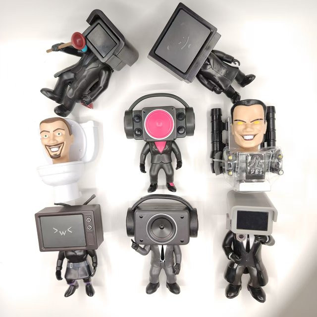 Bandai Skibidi Toilet Clock Drill Man Cameraman Speakerman Actionfiguren, Set / Bundle - Bild 1