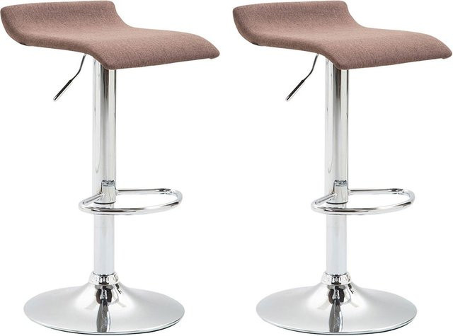 CLP 2er Set Barhocker Dyn in Braun mit Stoffbezug, höhenverstellbare Thekenhocker mit Fußstütze und Trompetenfuß aus Metall - Bild 1