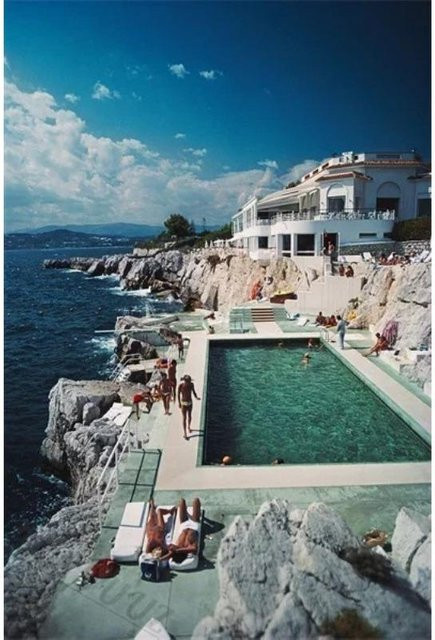 Palm Pool Party Slim Aarons Fotografie Leinwand Poster Sweet Art Gallery Wandkunst Dekor B: 50 cm, H: 70 cm - Bild 1
