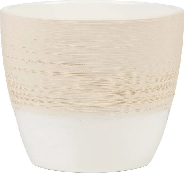 Scheurich Übertopf 950 in Vanilla Cream mit Kratzoptik im Landhausstil, Durchmesser: 14 cm - Bild 1