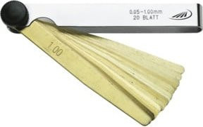 Helios Preisser Fühlerlehre aus Messing in Gold mit 20 Blättern, Messbereich 0,05-1,00 mm, Länge: 100 mm - Bild 1
