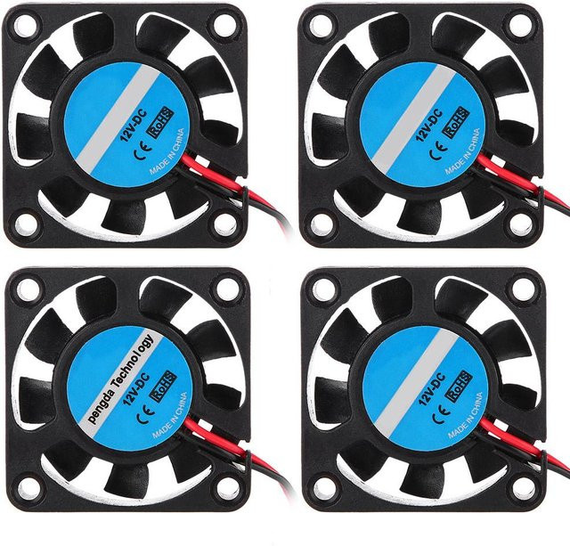 4 Stück DIYelecs 3D-Drucker-Montageteile für Makerbot Hochgeschwindigkeits-Lüfter 12V 7000RPM 6.7CFM in Schwarz - Bild 1