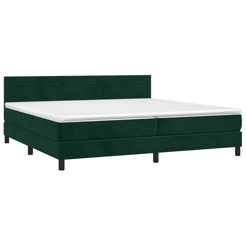 Vidaxl Boxspringbett Kontinentalbett mit Matratze und LED in Grün aus Samt, B/T: 200 x 200 cm - Bild 2