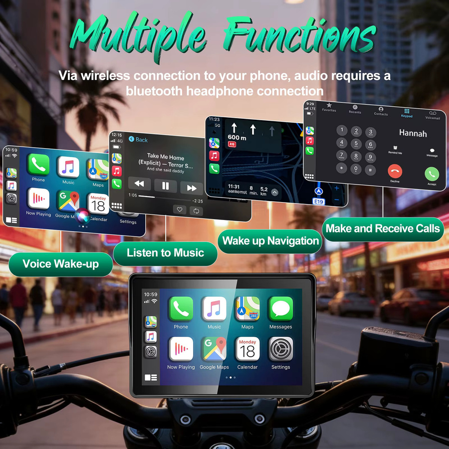 LBW 5-Zoll Motorrad-Navigations-Smart-Display mit CarPlay und Android-Unterstützung, inklusive TPMS und USB-Stromkabel, Schwarz - Bild 3