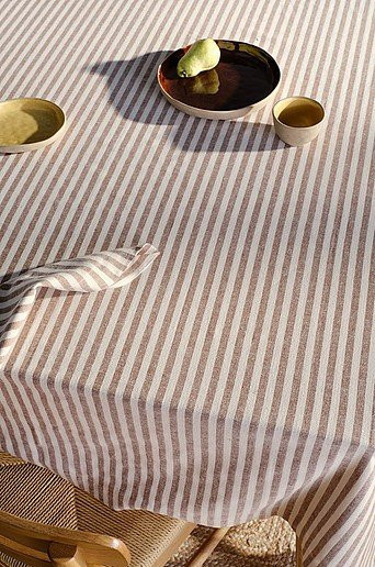 Jotex Tischdecke HERIBERT gestreift in Braun und Multicolour aus Halb-Leinen - Bild 1