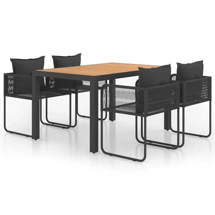 vidaXL 5-teilige Garten-Essgruppe aus PVC-Rattan in Schwarz und Braun mit Tisch und Stühlen für Garten, Patio und Terrasse - Bild 2