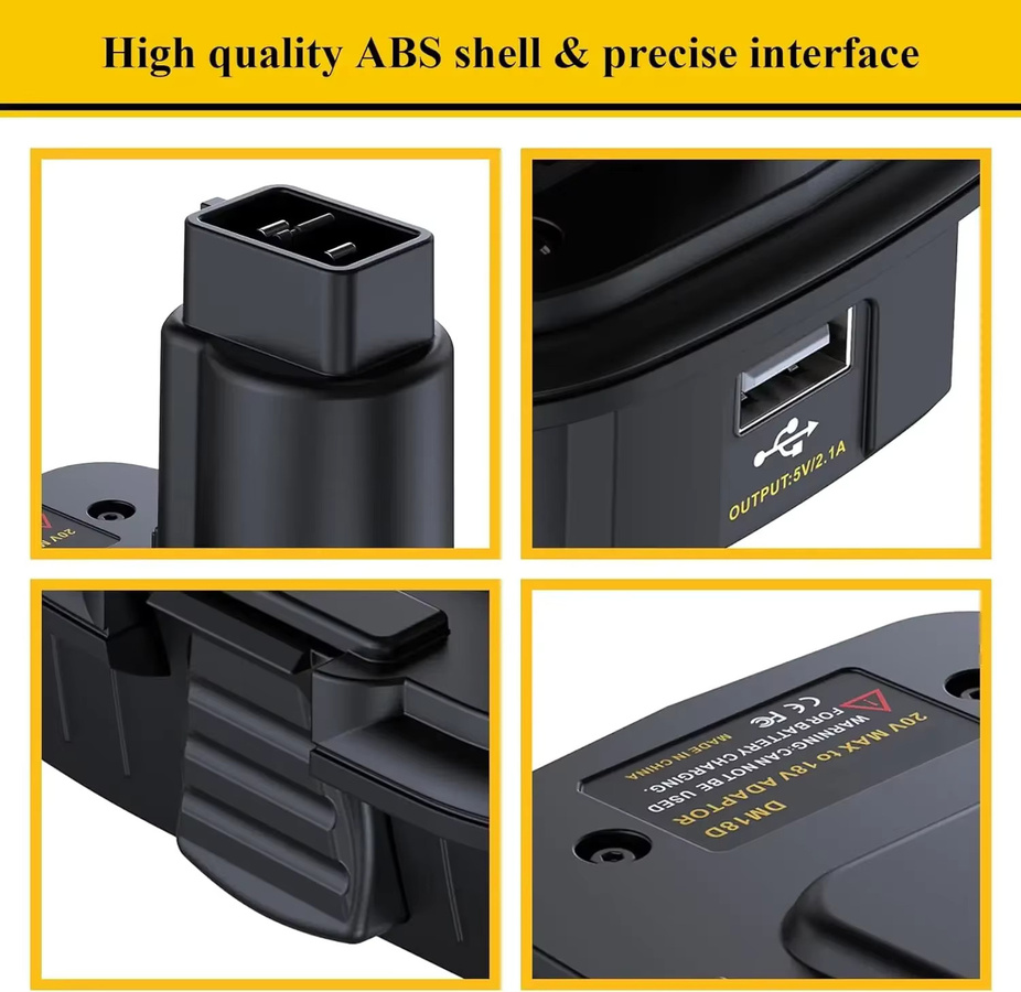XMSJ DM18D Batterie-Adapter Konverter für Milwaukee 18V Li-Ion Akkus auf DeWalt 20V Werkzeuge, Schwarz - Bild 5