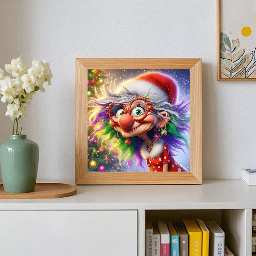 AZQSD 5D Diamantgemälde Set Weihnachten Oma Charakter als runde Leinwand zur Dekoration - Bild 3