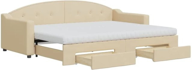 vidaXL Schlafsofa mit Auszug und Schubladen, Creme, B/T/H: 80-90 x 190/200 x 75 cm - Bild 1
