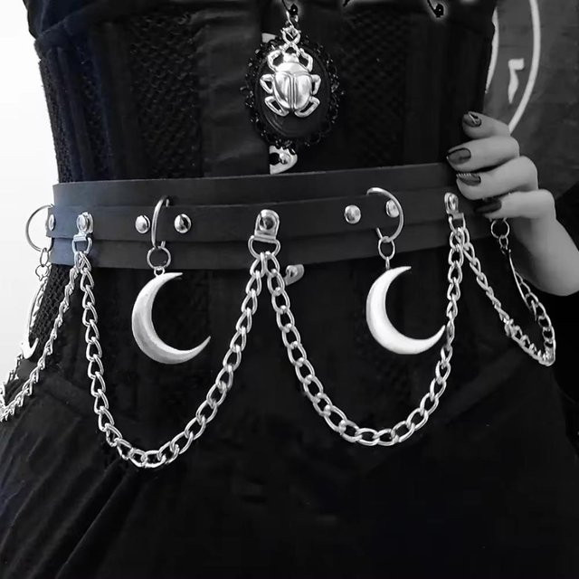 YIRAN Hüftkette, Mehrschichtige Ketten, Schwarz, Kunstleder, Damen - Bild 1