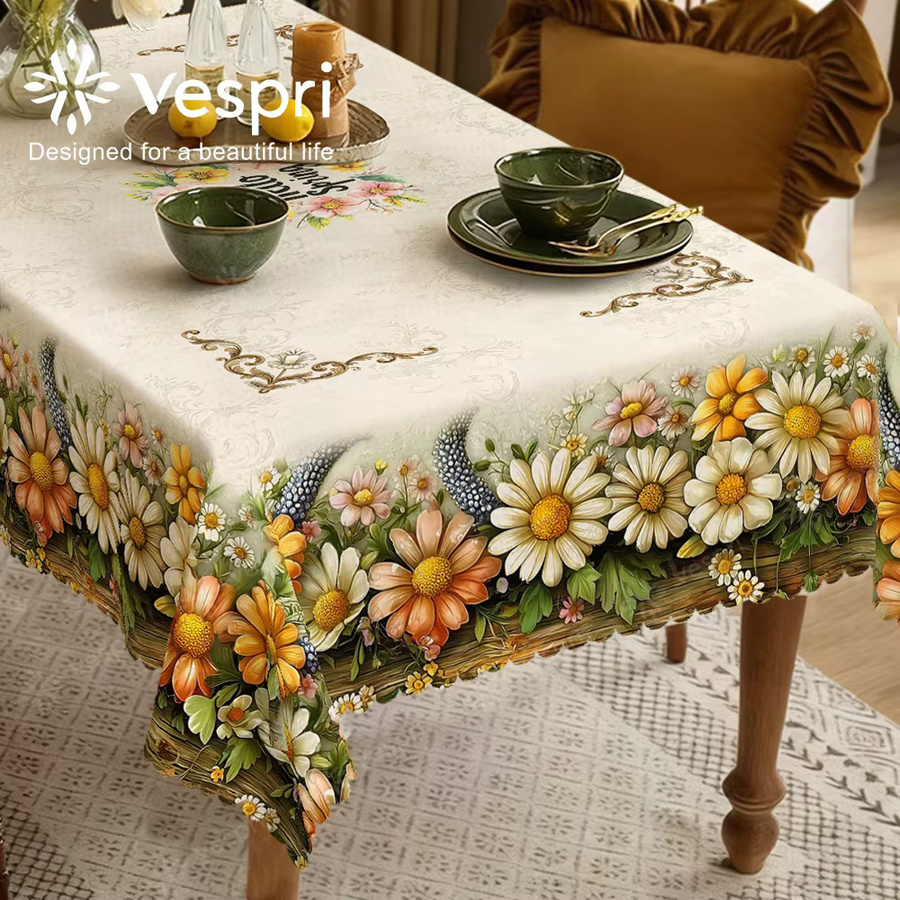 Vespri Frühlingstischdecke mit Blumenmuster in Pastellfarben aus Polyester für Ostern - Bild 3
