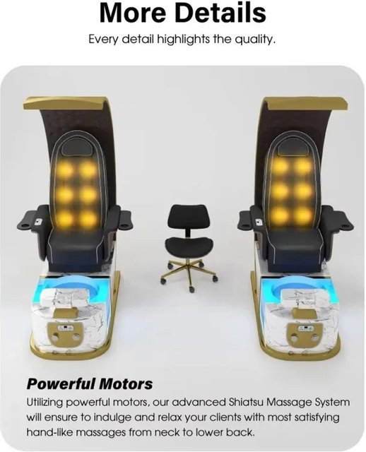YUNLU Luxus Pediküre-Massagestuhl für Salon und Spa mit Fußbadbecken und LED Lichttherapie in Schwarz und Multicolour - Bild 1