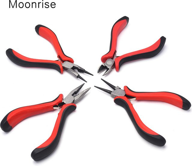 Schmuckzangen-Set für DIY-Handwerk mit Rundzange, Spitzzange und Drahtschneider in Rot von moonrise - Bild 1