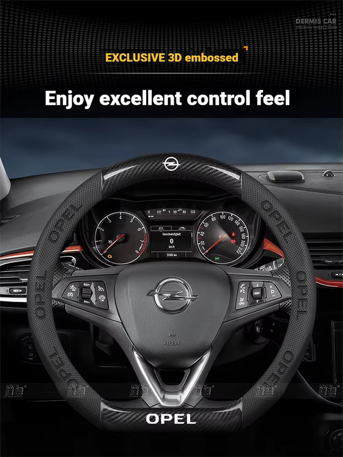 Auto-Lenkradbezug in Carbonfaser-Leder für Opel Astra, Corsa, Insignia, Mokka, Vectra GTC und Tigra, Farbe: Schwarz - Bild 2