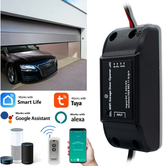 Tuya WiFi Smart Garage Türöffner Controller Modul in Schwarz zur Steuerung über die Smart Life App mit Unterstützung für Alexa und Google Home - Bild 1